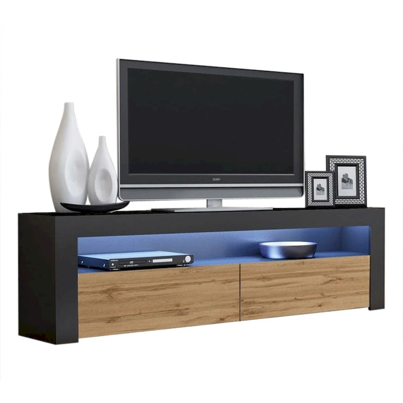Meuble TV Milano classique moderne avec LED 16 couleurs, 63 pouces