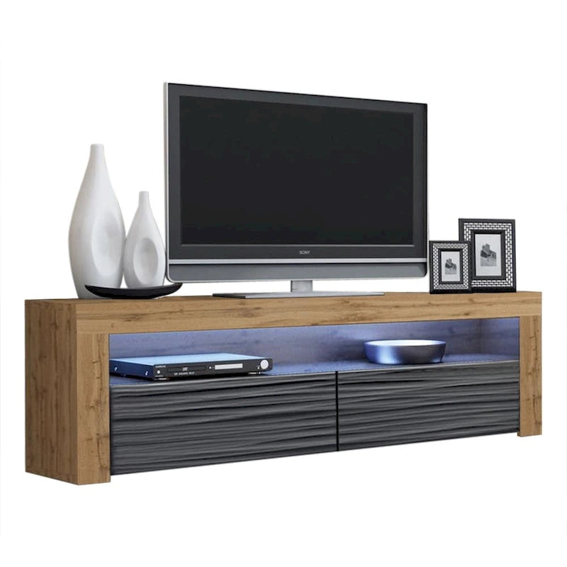 Meuble TV Milano classique moderne avec LED 16 couleurs, 63 pouces