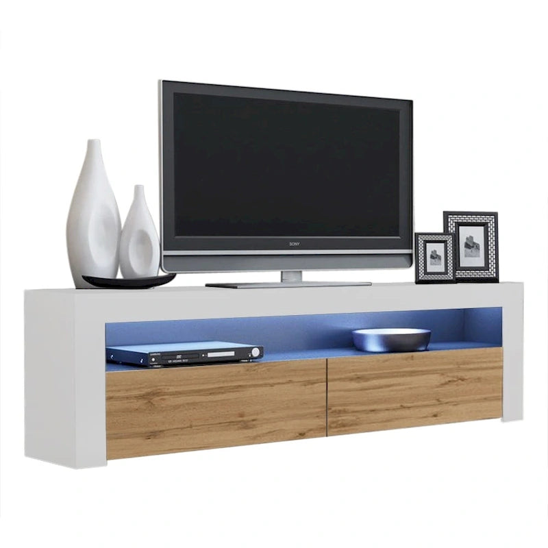 Meuble TV Milano classique moderne avec LED 16 couleurs, 63 pouces