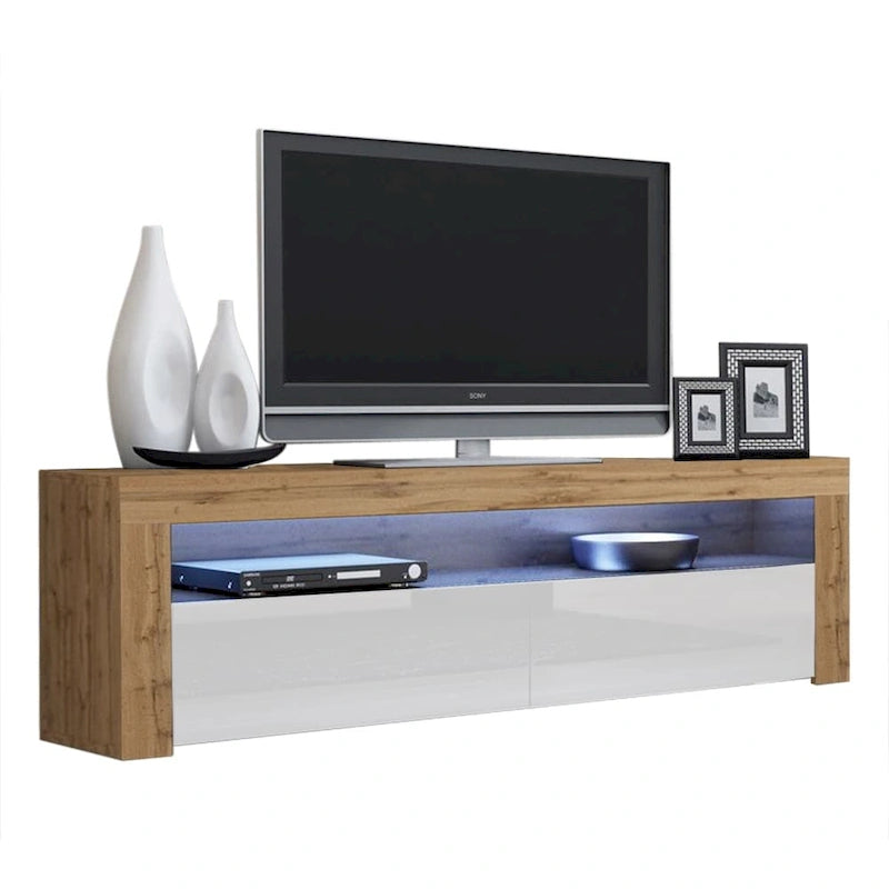 Meuble TV Milano classique moderne avec LED 16 couleurs, 63 pouces