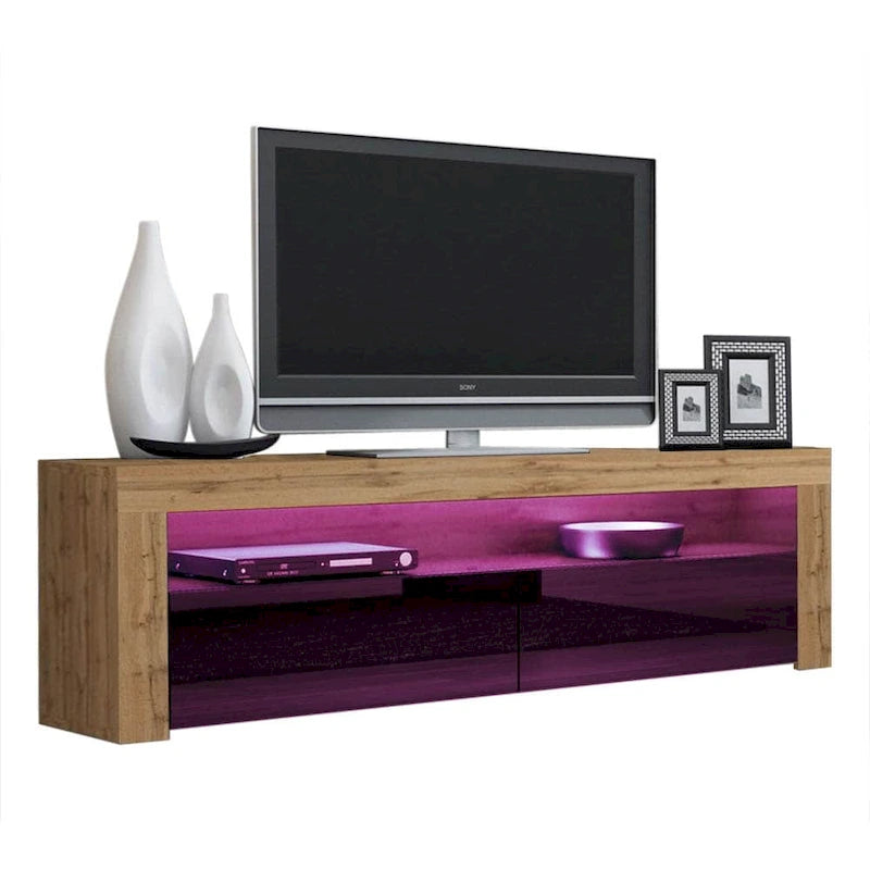 Meuble TV Milano classique moderne avec LED 16 couleurs, 63 pouces
