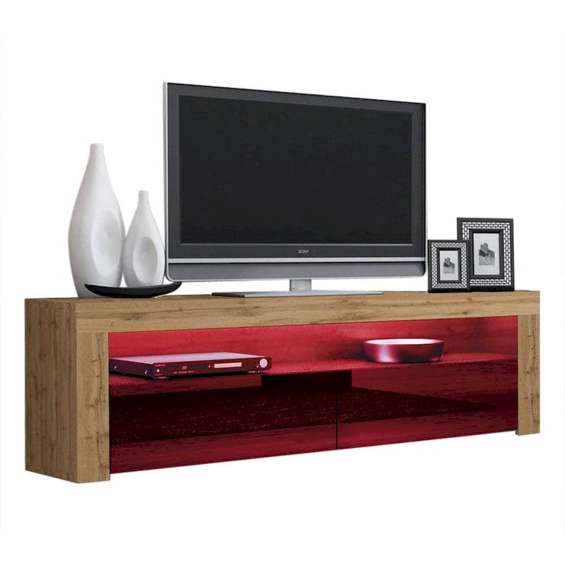 Meuble TV Milano classique moderne avec LED 16 couleurs, 63 pouces