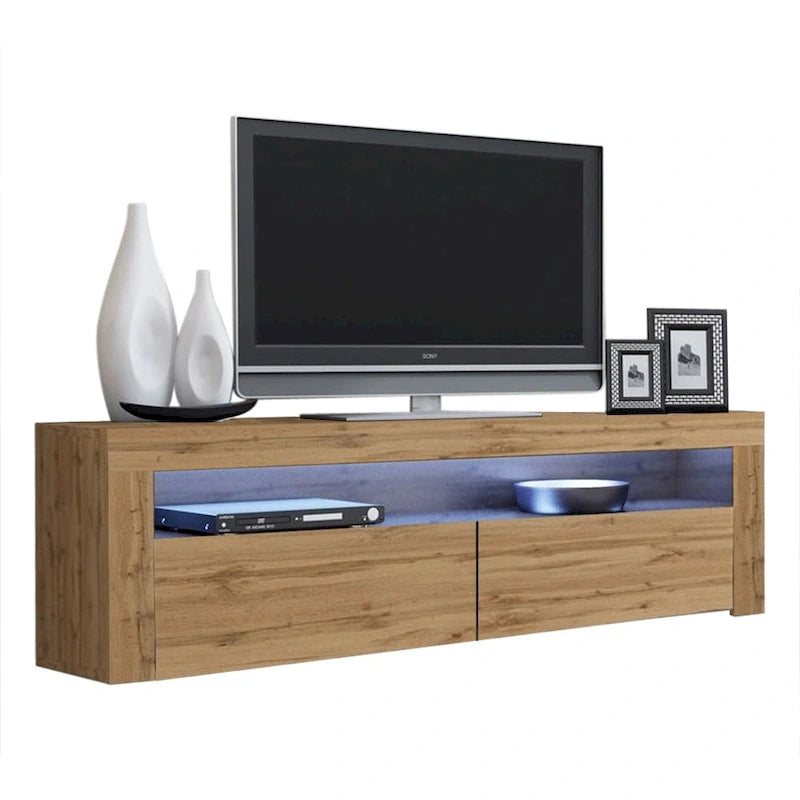 Meuble TV Milano classique moderne avec LED 16 couleurs, 63 pouces