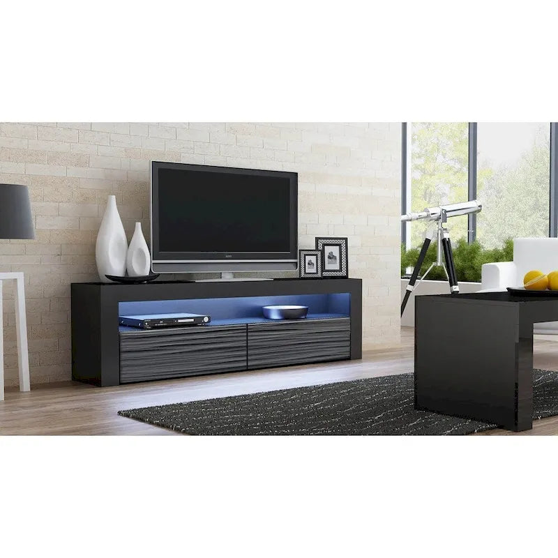 Meuble TV Milano classique moderne avec LED 16 couleurs, 63 pouces