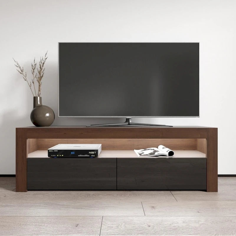 Meuble TV Milano classique moderne avec LED 16 couleurs, 63 pouces