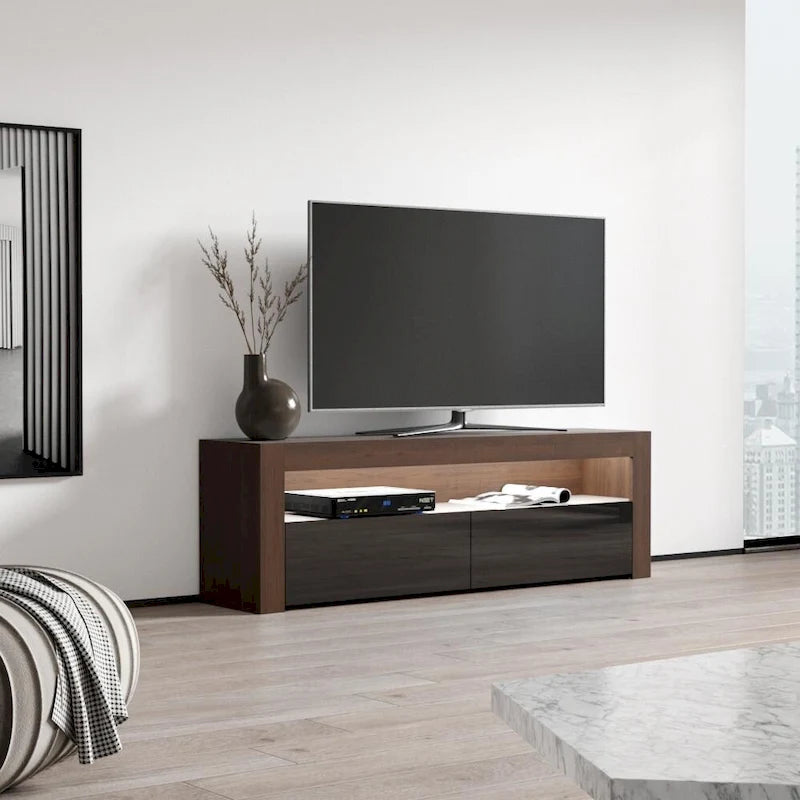 Meuble TV Milano classique moderne avec LED 16 couleurs, 63 pouces