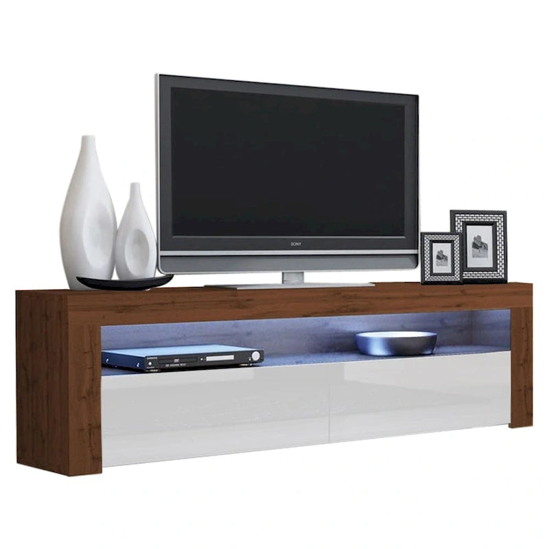 Meuble TV Milano classique moderne avec LED 16 couleurs, 63 pouces
