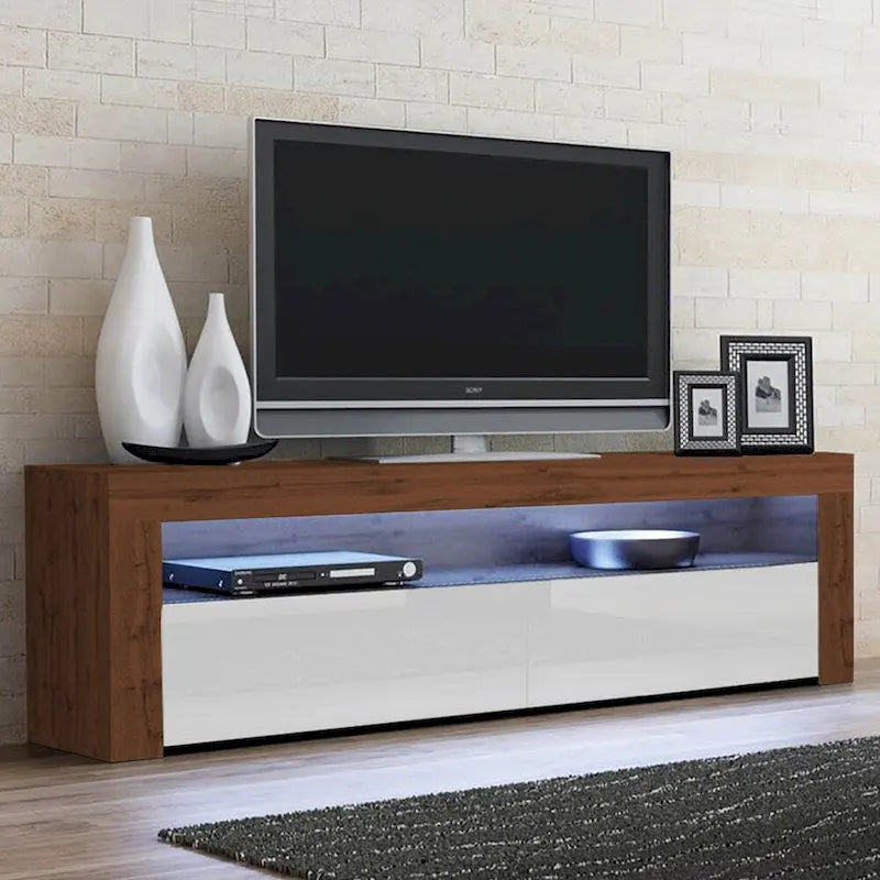 Meuble TV Milano classique moderne avec LED 16 couleurs, 63 pouces