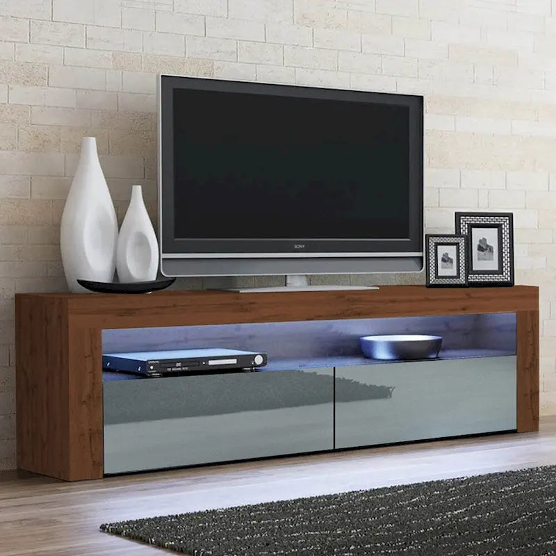 Meuble TV Milano classique moderne avec LED 16 couleurs, 63 pouces