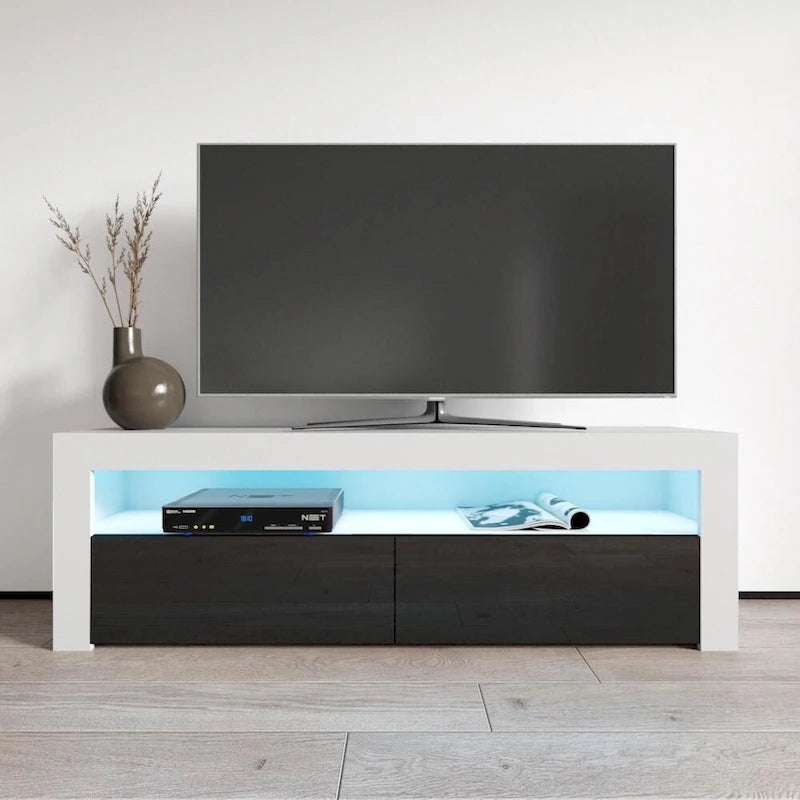 Meuble TV Milano classique moderne avec LED 16 couleurs, 63 pouces