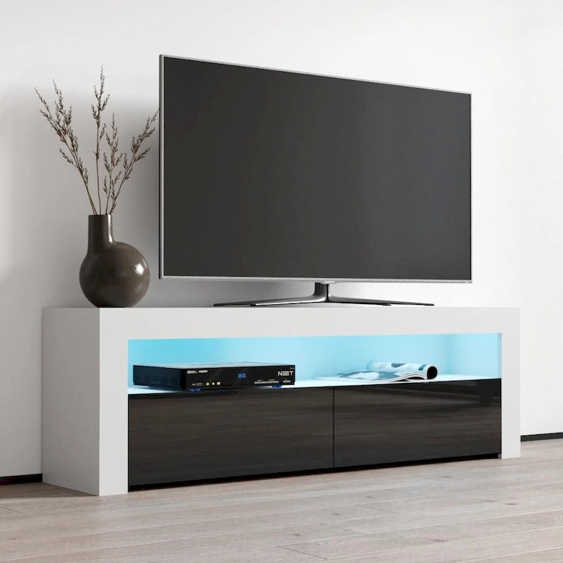 Meuble TV Milano classique moderne avec LED 16 couleurs, 63 pouces