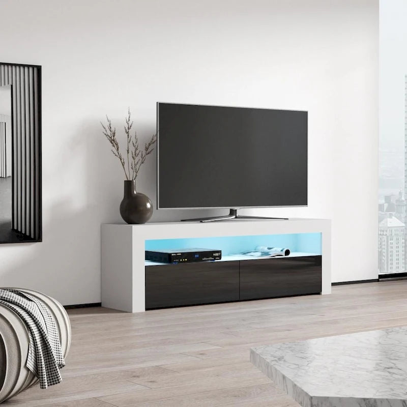 Meuble TV Milano classique moderne avec LED 16 couleurs, 63 pouces