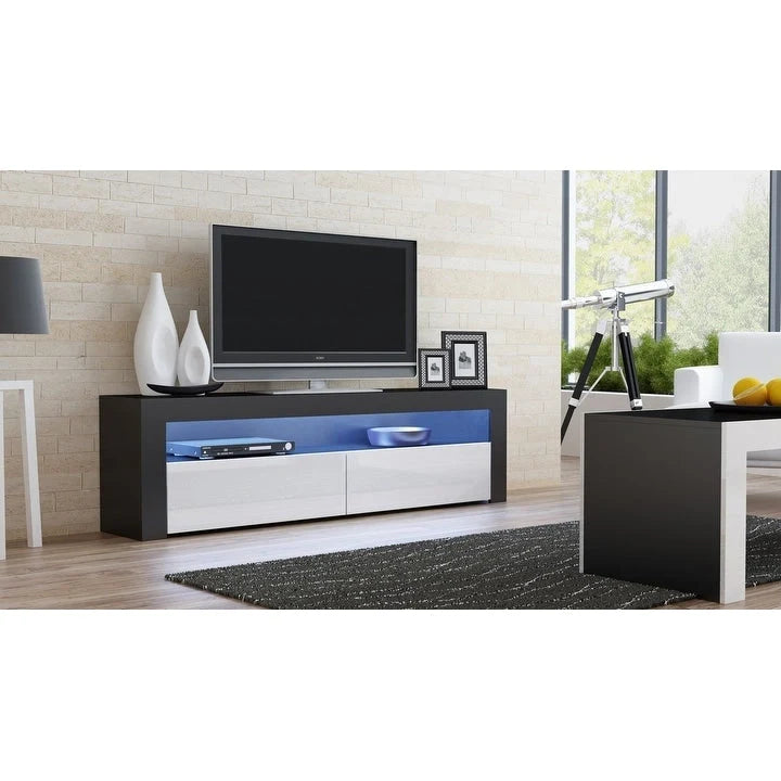 Meuble TV Milano classique moderne avec LED 16 couleurs, 63 pouces