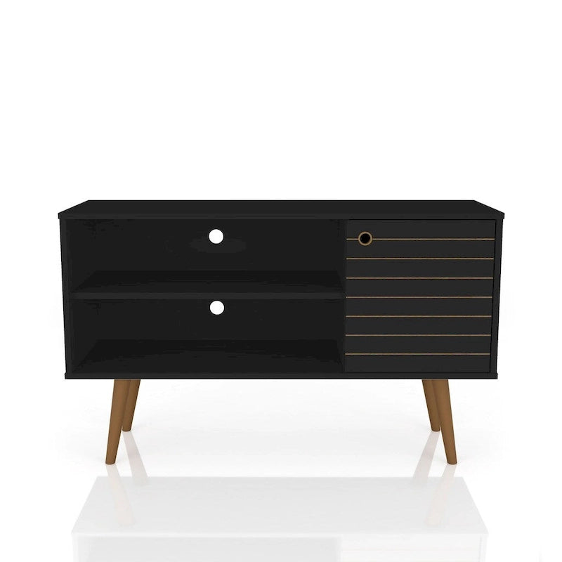 Meuble TV Liberty à 2 étagères, style moderne du milieu du siècle