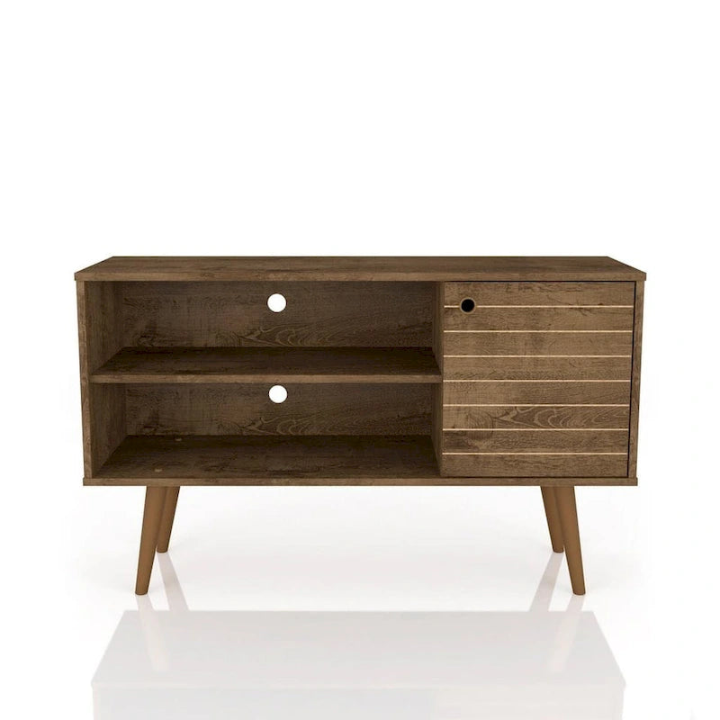 Meuble TV Liberty à 2 étagères, style moderne du milieu du siècle