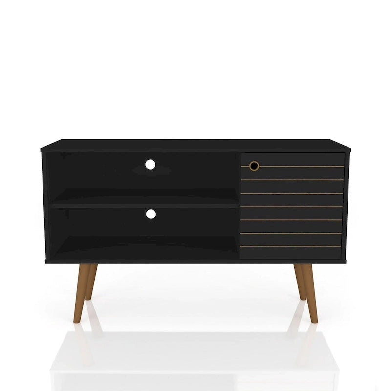 Meuble TV Liberty à 2 étagères, style moderne du milieu du siècle
