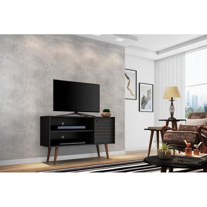 Meuble TV Liberty à 2 étagères, style moderne du milieu du siècle
