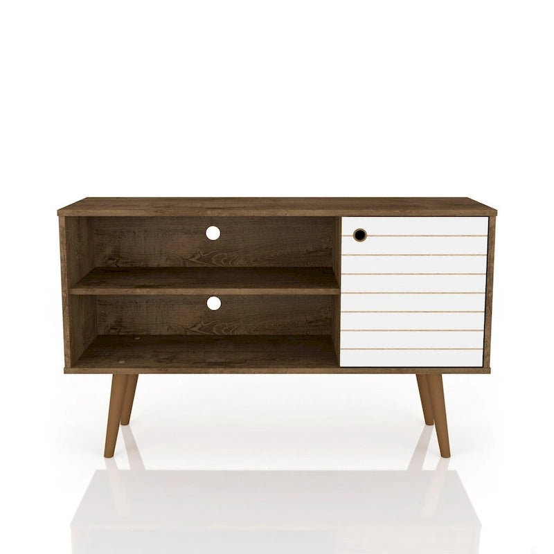 Meuble TV Liberty à 2 étagères, style moderne du milieu du siècle