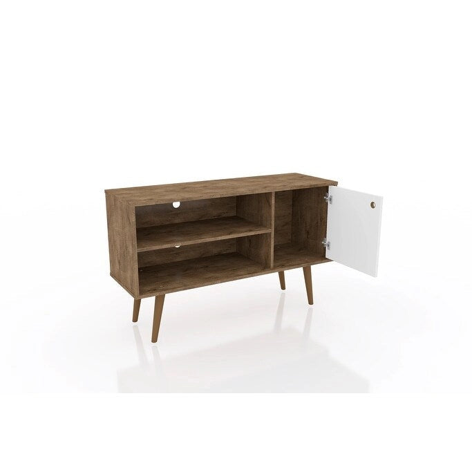 Meuble TV Liberty à 2 étagères, style moderne du milieu du siècle