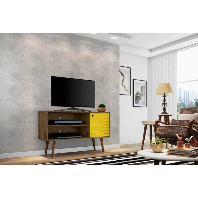 Meuble TV Liberty à 2 étagères, style moderne du milieu du siècle