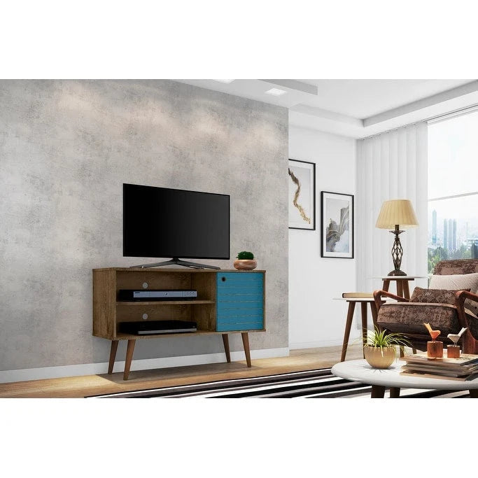 Meuble TV Liberty à 2 étagères, style moderne du milieu du siècle