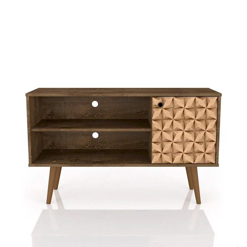 Meuble TV Liberty à 2 étagères, style moderne du milieu du siècle