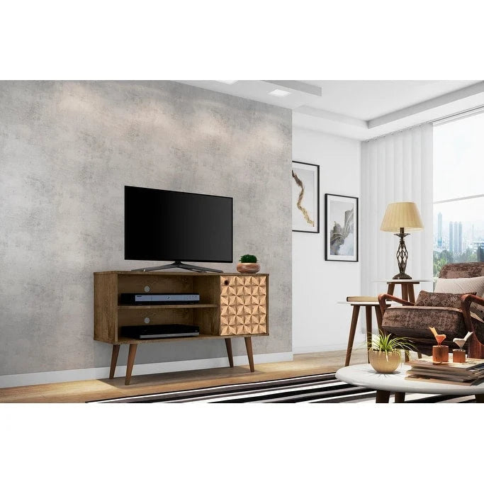 Meuble TV Liberty à 2 étagères, style moderne du milieu du siècle