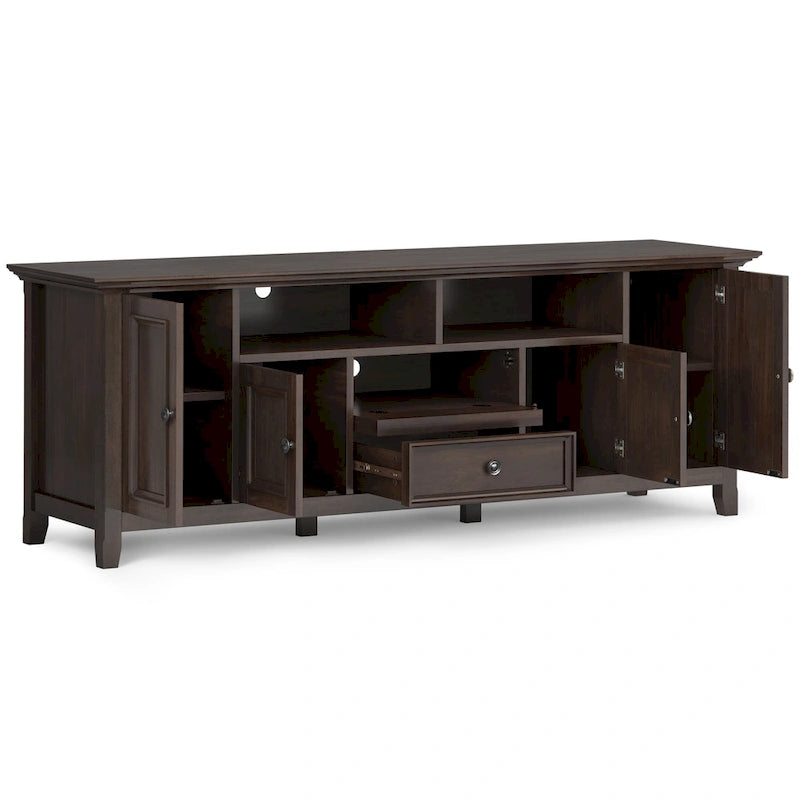 Meuble TV transitoire en bois massif WYNDENHALL Halifax de 72 pouces de large - 72 l x 19 P x 26 H