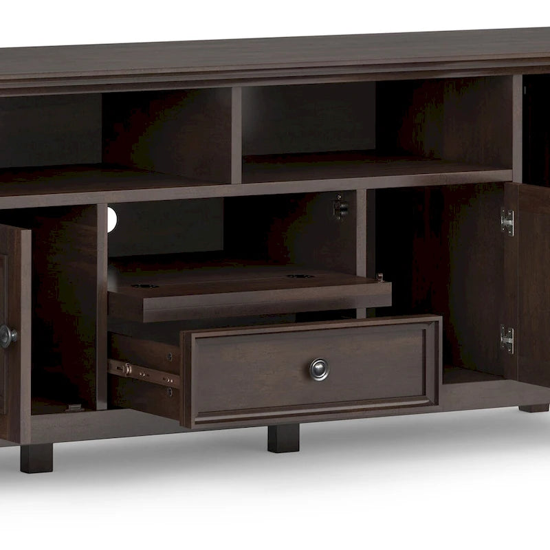 Meuble TV transitoire en bois massif WYNDENHALL Halifax de 72 pouces de large - 72 l x 19 P x 26 H