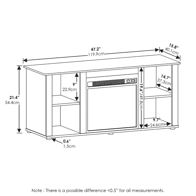 Meuble TV Furinno Jensen avec cheminée
