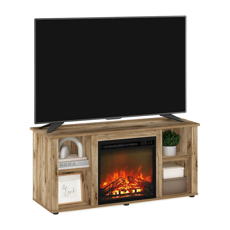 Meuble TV Furinno Jensen avec cheminée