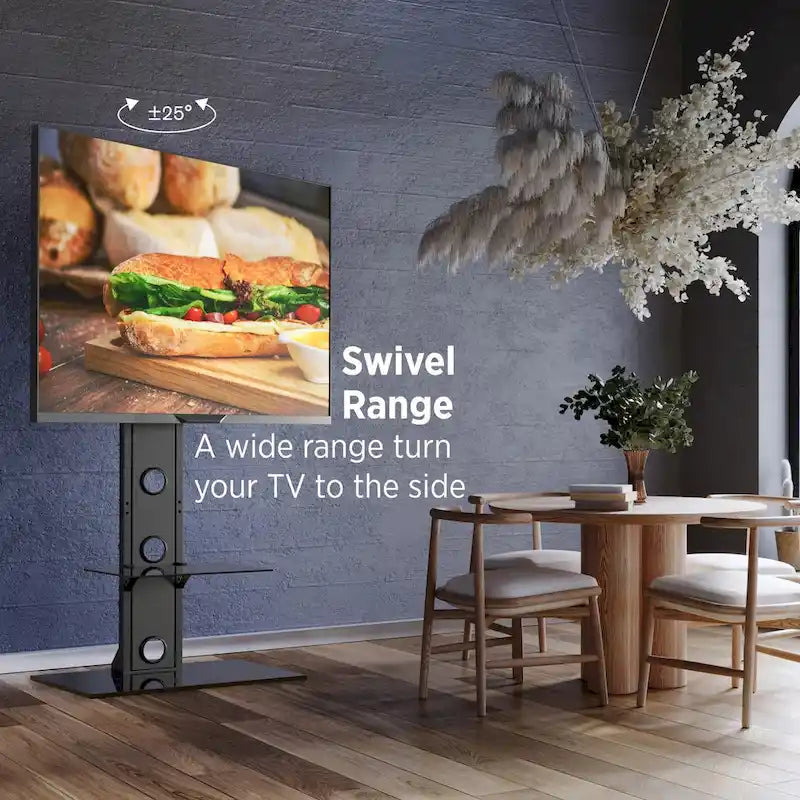 Support TV orientable haut de gamme ProMounts pour écrans de 37 à 72 pouces avec étagères, supporte jusqu'à 50 kg