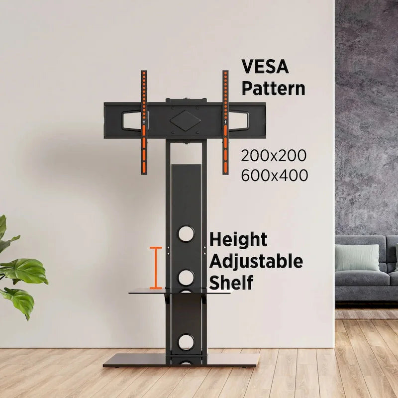 Support TV orientable haut de gamme ProMounts pour écrans de 37 à 72 pouces avec étagères, supporte jusqu'à 50 kg