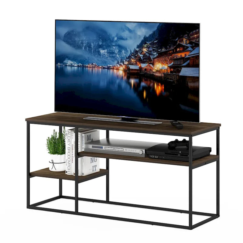 Meuble TV Furinno Moretti de style moderne pour téléviseurs jusqu'à 50 pouces, noyer Columbia