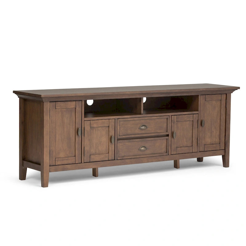 Meuble TV-média de transition WYNDENHALL Mansfield en BOIS MASSIF de 72 pouces de large pour téléviseurs jusqu'à 80 pouces - 72 L x 16,5 P x 26 H