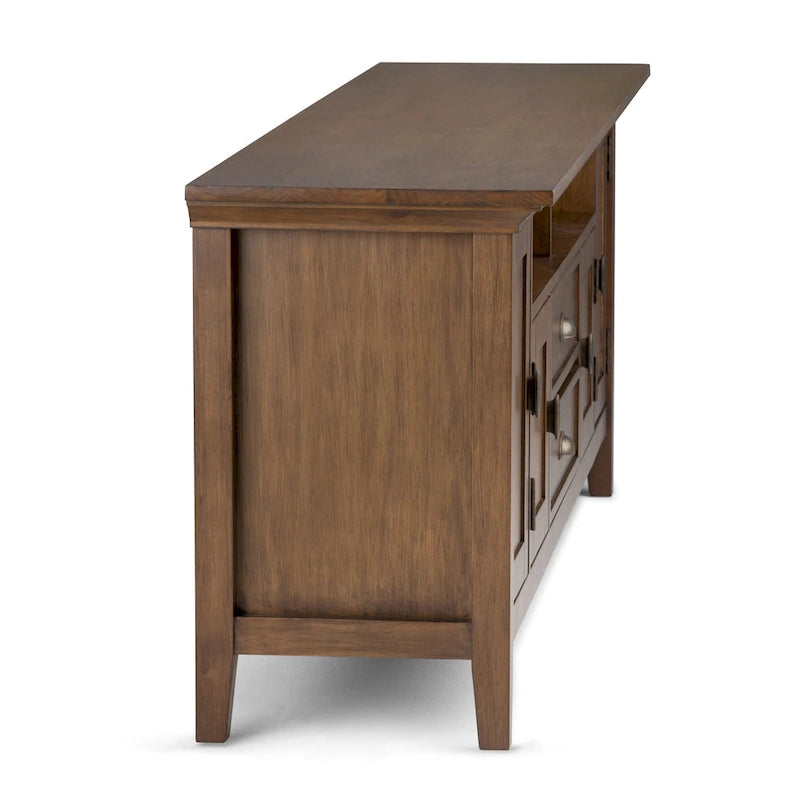 Meuble TV-média de transition WYNDENHALL Mansfield en BOIS MASSIF de 72 pouces de large pour téléviseurs jusqu'à 80 pouces - 72 L x 16,5 P x 26 H