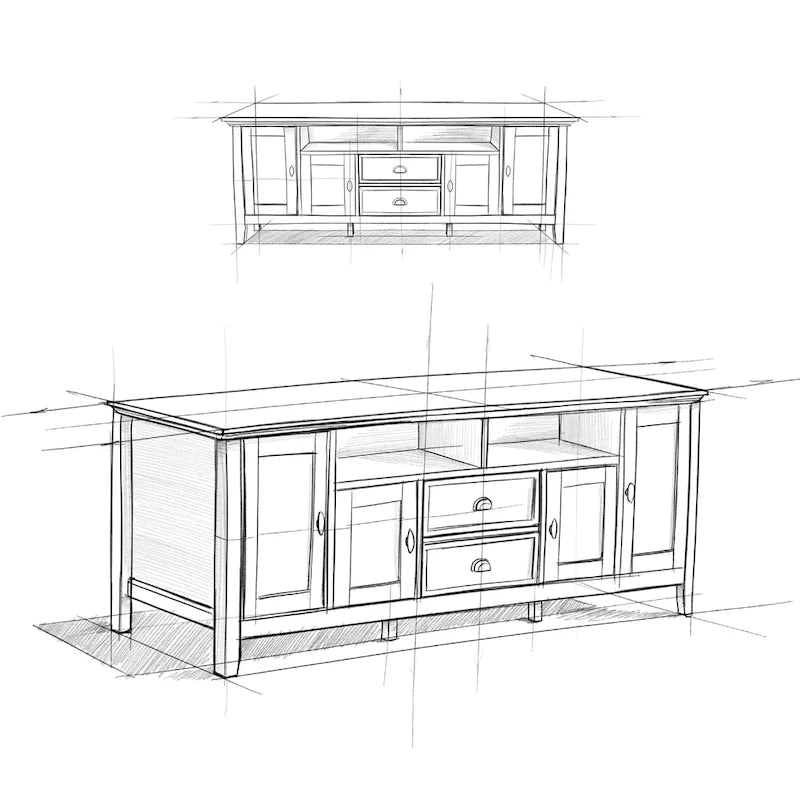 Meuble TV-média de transition WYNDENHALL Mansfield en BOIS MASSIF de 72 pouces de large pour téléviseurs jusqu'à 80 pouces - 72 L x 16,5 P x 26 H