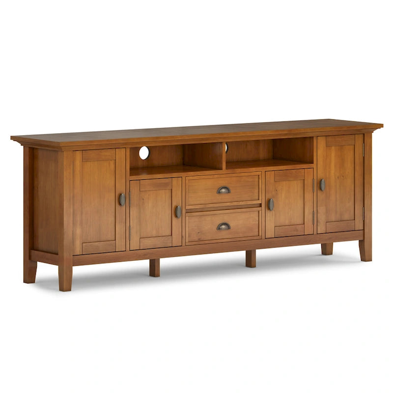 Meuble TV-média de transition WYNDENHALL Mansfield en BOIS MASSIF de 72 pouces de large pour téléviseurs jusqu'à 80 pouces - 72 L x 16,5 P x 26 H