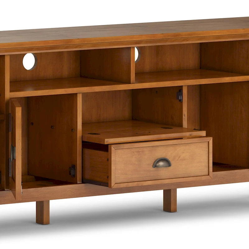 Meuble TV-média de transition WYNDENHALL Mansfield en BOIS MASSIF de 72 pouces de large pour téléviseurs jusqu'à 80 pouces - 72 L x 16,5 P x 26 H