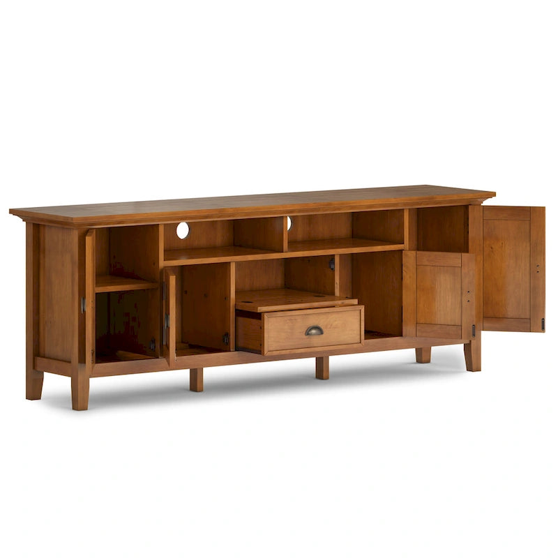 Meuble TV-média de transition WYNDENHALL Mansfield en BOIS MASSIF de 72 pouces de large pour téléviseurs jusqu'à 80 pouces - 72 L x 16,5 P x 26 H