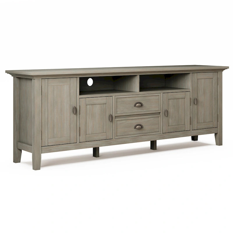 Meuble TV-média de transition WYNDENHALL Mansfield en BOIS MASSIF de 72 pouces de large pour téléviseurs jusqu'à 80 pouces - 72 L x 16,5 P x 26 H