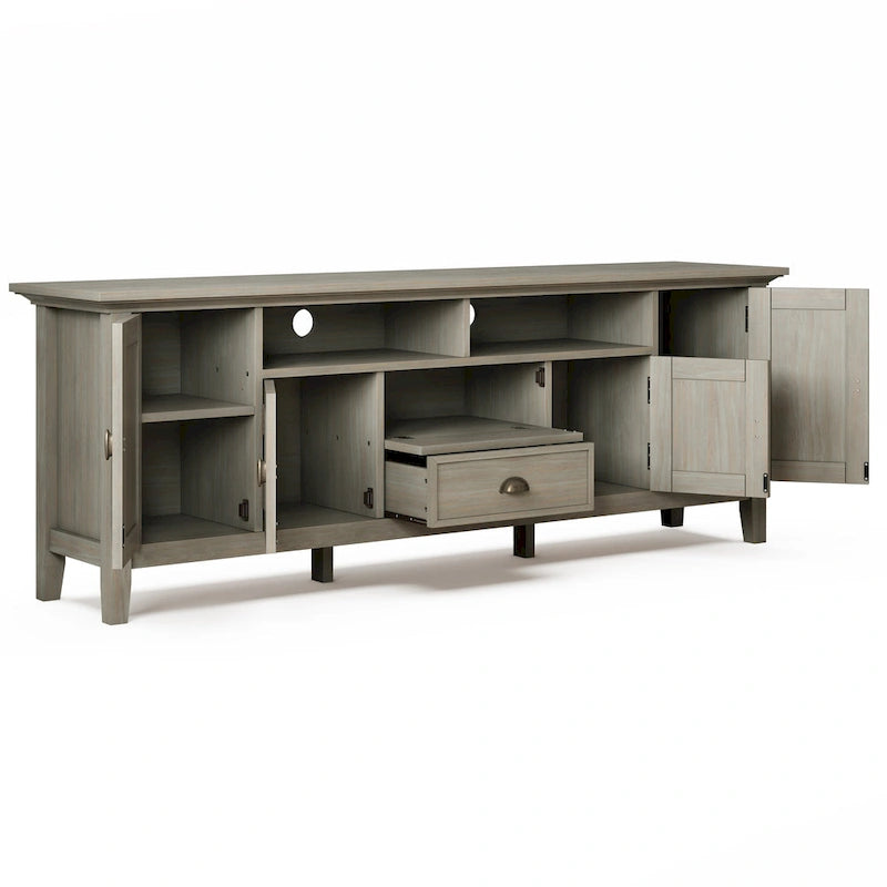 Meuble TV-média de transition WYNDENHALL Mansfield en BOIS MASSIF de 72 pouces de large pour téléviseurs jusqu'à 80 pouces - 72 L x 16,5 P x 26 H