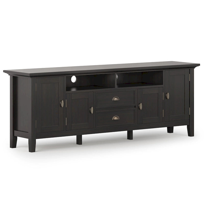 Meuble TV-média de transition WYNDENHALL Mansfield en BOIS MASSIF de 72 pouces de large pour téléviseurs jusqu'à 80 pouces - 72 L x 16,5 P x 26 H