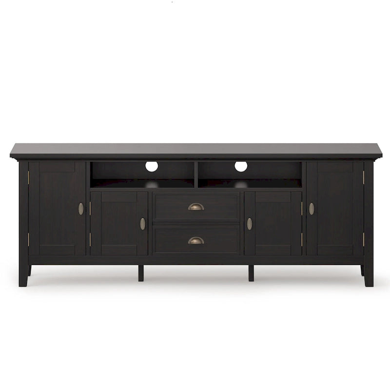 Meuble TV-média de transition WYNDENHALL Mansfield en BOIS MASSIF de 72 pouces de large pour téléviseurs jusqu'à 80 pouces - 72 L x 16,5 P x 26 H