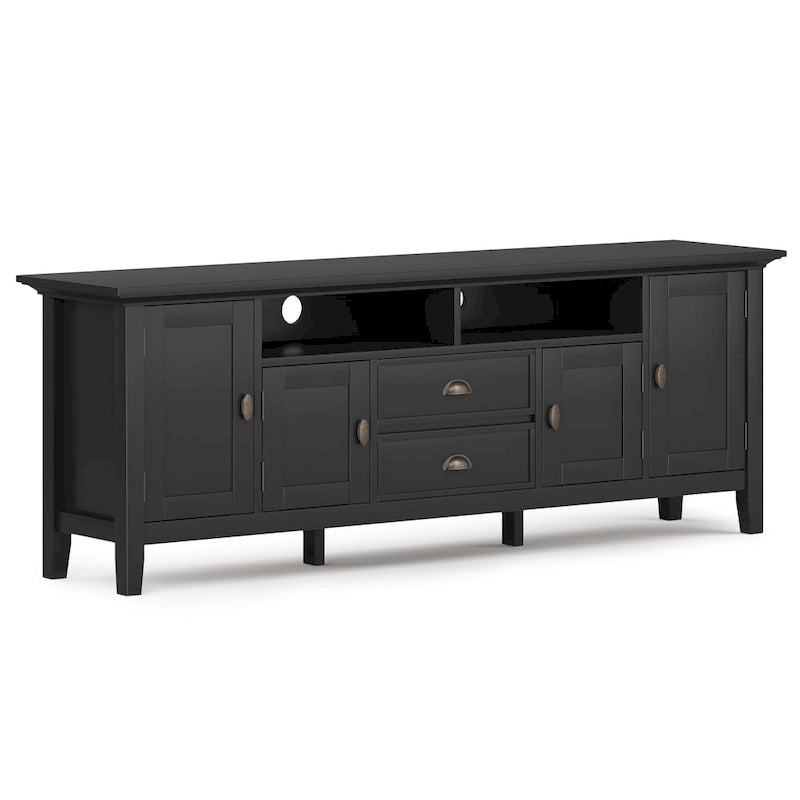 Meuble TV-média de transition WYNDENHALL Mansfield en BOIS MASSIF de 72 pouces de large pour téléviseurs jusqu'à 80 pouces - 72 L x 16,5 P x 26 H