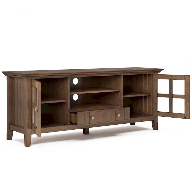 Meuble TV/Média de transition WYNDENHALL Normandy en BOIS MASSIF de 60 pouces de large pour téléviseurs jusqu'à 65 pouces - 60 x 16,5 x 24