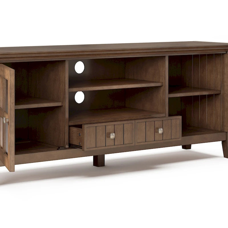 Meuble TV/Média de transition WYNDENHALL Normandy en BOIS MASSIF de 60 pouces de large pour téléviseurs jusqu'à 65 pouces - 60 x 16,5 x 24