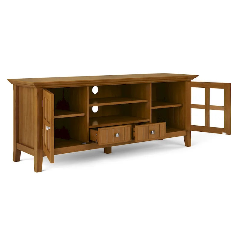 Meuble TV/Média de transition WYNDENHALL Normandy en BOIS MASSIF de 60 pouces de large pour téléviseurs jusqu'à 65 pouces - 60 x 16,5 x 24