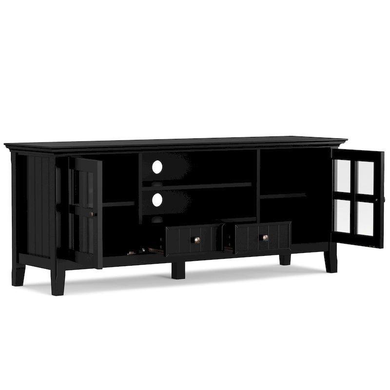 Meuble TV/Média de transition WYNDENHALL Normandy en BOIS MASSIF de 60 pouces de large pour téléviseurs jusqu'à 65 pouces - 60 x 16,5 x 24