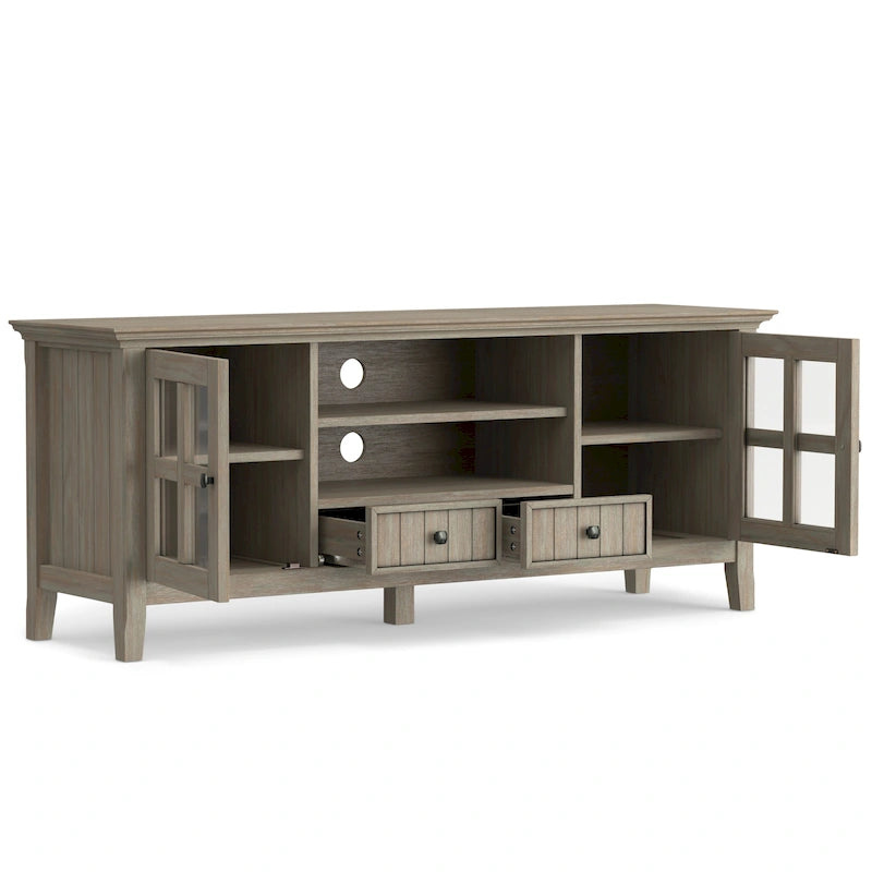 Meuble TV/Média de transition WYNDENHALL Normandy en BOIS MASSIF de 60 pouces de large pour téléviseurs jusqu'à 65 pouces - 60 x 16,5 x 24